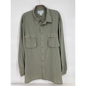 Fishing Lg Sleeve Button Down Outdoor Against The Elements Mens 2XL Sage Green
